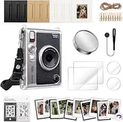 HIYQIN Fujifilm Instax Mini EVO Clear Case and Accessory Kit for Instax Mini EVO Case, Lens Cap, LCD Screen Protector, Lens PET Films, Photo Frames and Stickers