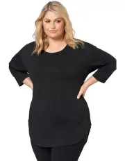 [Indigo Tonic] Luna 3/4 Sleeve Tee in Black