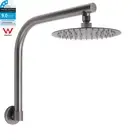 KYLINS Gun Metal Round 8" Rain Shower Head High Rise Gooseneck Wall Arm