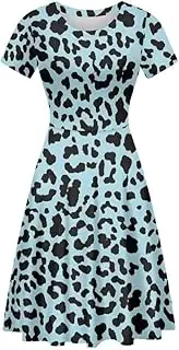 [PinUp Angel] Womens Short Sleeve Casual A-Line Dress Cute Pretty Pullover Flared Party Dress