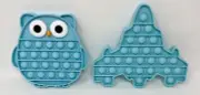 Fidget Silicone Sensory Toy Blue Shapes Multi-Pack (Owl and Fighter Jet)
