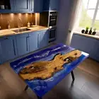 Luxury Ocean Wave Themed Dining Table Top Acacia Wood Walnut Living Room Table