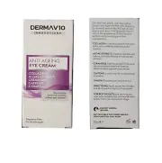 Derma V10 Anti Ageing Eye Cream 15ml Caffeine Paraben Free All Skin Types Ladies