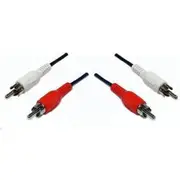 Dynamix CA-2RCA-10 10M RCA Audio Cable 2 RCA to 2 RCA Plugs, Coloured Red & White [CA-2RCA-10]