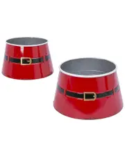 Gerson International Set Of 2 Nesting Metal Santa Belt Mini Tree Collars
