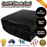 Instahut 6x8m Shade Sail Sun Shadecloth 280GSM Rectangle Heavy Duty Canopy Black