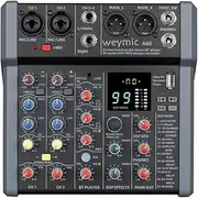 Weymic A60 Professional Mixer for Recording DJ Stage Karaoke Music Application w/ 99 DSP Effect USB Drive for Computer Recording Input, XLR Microphone Jack, 48V Power for Professional(6-Channel)