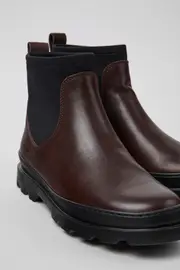 Brutus Brown leather and textile ankle boots for women