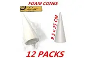12 x Styrofoam Cones Craft Polystyrene Shape Form Foam Decorating Modelling Art Large