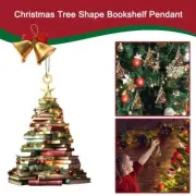 Acrylic 2D Book Lovers Bookshelf Pendant Ornament Christmas Tree Books-Decor