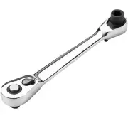 "2-in-1 Mini Socket Ratchet Wrench 72-Tooth Dual-Head Design Chrome-Plated Accepts 1/4"" Hex Bits Magnetic Power for Tight"