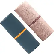 EXQUIMEUBLE 2Pcs Portable Toothbrush Case Dual Function Toothbrush Cup Storage Box for Home Travel Durable Material Fine Workmanship Dark Blue Pink Colors