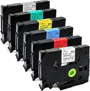 NEOUZA Tz Tze 231 431 531 631 731 931 Compatible for Brother Tape Label 12Mm(0.47 Inch) X 8M (26.2Ft) (Combo Set 2(6Pk))