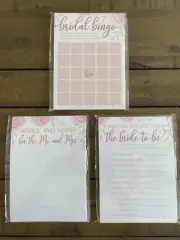 3 Bridal Shower Games Floral Bundle 25 Cards for 25 Guests, Wedding, 5" x 7" New