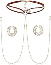 QWALIT Fake Nose Ring Hoop Fake Nose Rings for Women Fake Nose Piercing Faux Nose Rings Hoop Fake Double Hoop Fake Nose Ring Fake Pretend Nose Ring Fake Lip Rings Hoops