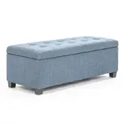 Storage Ottoman Stool 102cm Fabric LIGHT GREY