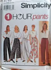 Simplicity 8745 pattern, Misses 1-Hour Pants pattern, EASY, Sizes XS-M UNCUT