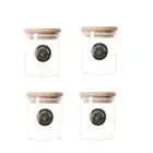 4 X Glass Jar Bamboo Lid Food Kitchen Pantry Storage Canister Container 200ML