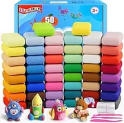 iFergoo Air Dry Clay, 50 Colours Modelling Clay for Kids, Safe and No-Toxic Modeling Clay & Dough, Soft & Stretchable DIY Magic Clay with Tools, Children Boys Girls Toys