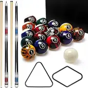 Liliful 20 Pcs Pool Balls Billiard Set Billiard Table Accessories Set Included 16 Ball 2 Pool Cues Stick, 2 Billiard Ball Rack Billiard Balls Pack for Adults Men Home Office Entertainment