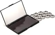 DIY Magnetic Eyeshadow Palette, Makeup Palette with Mirror for Eyeshadow Lipstick Blush Highlighter Storage, with 12 Pieces of Round Metal Pans (15x10cm - Without Grids, Black - with Mirror)