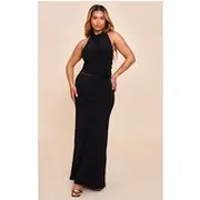 Shape Black Mid Rise Ruched Side Maxi Skirt, Black