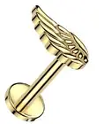 Labret Flat Back Stud Angel Wing 16g Internally Threaded