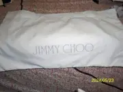 Jimmy Choo White with Gray Logo Storage Cloth Dust Bag 12" x 8" Bag