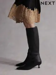 Black Tabitha Simmons Isabella Kitten Heel Knee High Boots (B04017) | $128