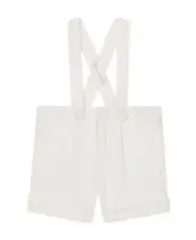 textured detachable-strap dungaree shorts 9M,6M White