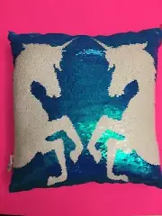 NWT JUSTICE GIRLS BLUE UNICORN FLIP SEQUIN PILLOW REVERSIBLE SEQUINS SUPER SOFT