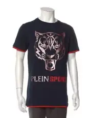 Philipp Plein Sport Tiger Blue Red Fast Logo Tee T-Shirt Men Size XL NWT New
