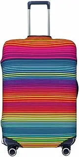 [CADREWY] Rainbow Pattern Print Travel Suitcase Cover Luggage Protector with Elastic Anti Scratch for Carry On, Black, X-Large