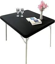 Monibana Cocktail Fitted Spandex Stretch Square Table Covers Caps Elastic Square Tablecloth Black Table Topper 34x34 Inch