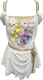 [Zagitova] Figure Skating Dress for Girls Open Back Applique Women Handmade Competition Dance Outfit with Rhinestone