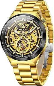 [OLEVS] Automatic Watches for Men Self Winding Tourbillon 43MM Large Dial Skeleton Mechanical Stainless Steel Waterproof Luminous Dress Watch