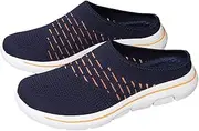 [JEUROT] Unisex Walking Shoes Knitted Slip On Mules Shoes Mesh Open Back Clogs Sneakers Breathable Slippers Closed Toe Slides
