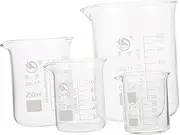Cooking Baking Glassware 4pcs Graduated Measuring Cups Beaker Flask Lab Tools