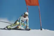 Spanish alpine skier Xavier Ubeira during competition for the Spai- Old Photo