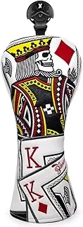 BAIRBRE Golf Head Covers,Poker Diamond King 3 Wood Headcover Golf Driver Cover Fariway Wood Headcover Hybrid Head Covers Blade Putter Cover Mallet Putter Haedcovers Golf Club Covers for Most Brand