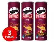 3 x Pringles Potato Chips BBQ 134g - Free Shipping AU
