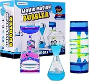 XINBAOHONG Liquid Motion Bubbler for Kids and Adults 3-Pack Hourglass Liquid Bubbler Timer for Sensory Play Fidget Toy Stress Management Desk Decor