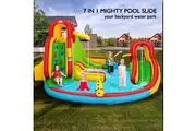 Costway 4.8x4.1M Inflatable Water Park Play Center Jumping Castle Bouncer House Water Slide Splash Pool Outdoor w/Double Slides NO Blower