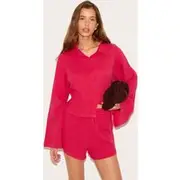 Tomato Red Oversized Button Up Shirt, Tomato Red
