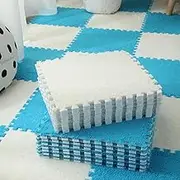 Foam Floor Mat Jigsaw Puzzle Tiles - 40 Pc Interlocking Plush Carpet Pieces for Living Room, Playroom - 12x12 Inch Rugs for Playtime