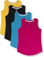 [Brix] Girls 4-Pack Tank Tops - Jersey Cotton Comfort Soft Sleeveless Tunic Tees.