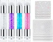 Labymos 4Pcs Clear Diamond Double-Head Nail Stamper with 8Pcs Scraper Nail Art Stamping Stamper Set DIY Mani Tools