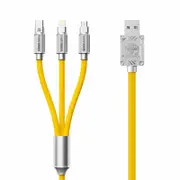 Transformers 3 in 1 Charger Cable Fast Charging 1.2M Yellow