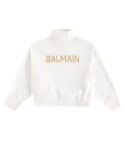 [Balmain Kids] Balmain Kids Logo wool and cashmere-blend turtleneck top Y 12 white