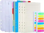 Antner A6 Refill Paper 3 Pack 45PCS, 2 Pack 160PCS Neon Sticky Tabs, Binder Pockets, Dividers, Lined Filler Paper for Personal Planner Notebook Journal